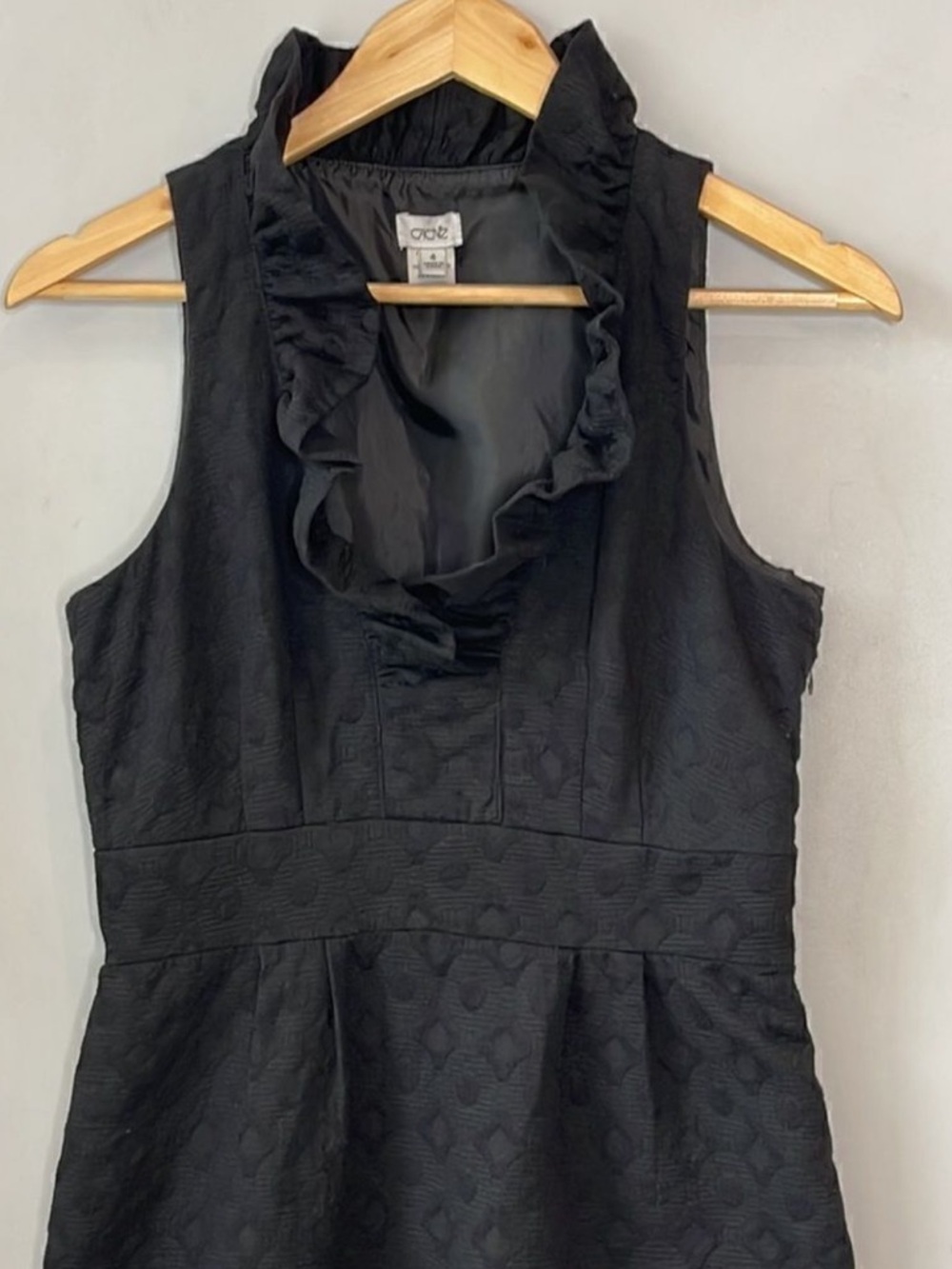 Cache Black Ruffle Neck Sleeveless Dress